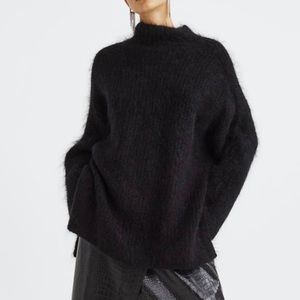 Oversized black wool mohair knit sweater